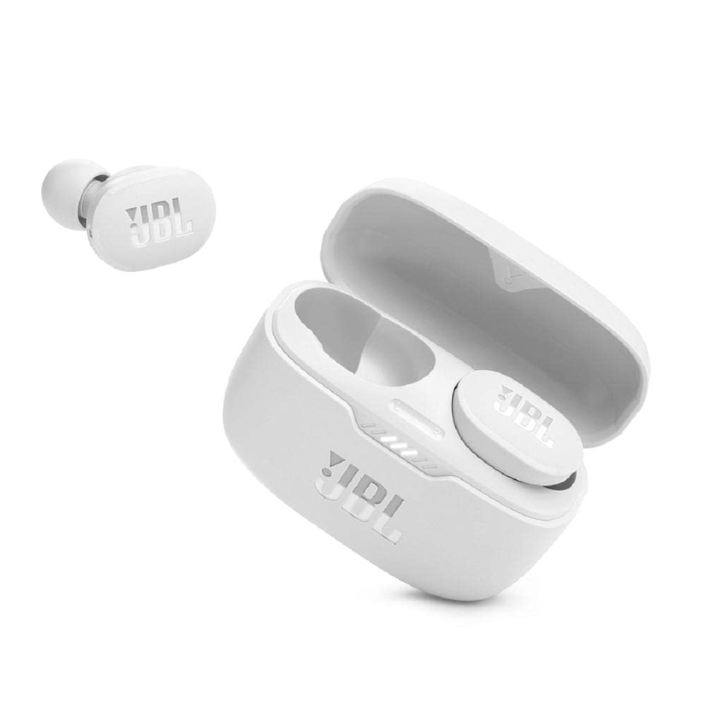 JBL Tune 130NCTWS True Wireless Noise Cancelling Earbuds, Pure Bass Sound, ANC + Smart Ambient, 4 Microphones, 40H of Battery, Water Resistant, Sweatproof, Comfortable Fit - White, JBLT130NCTWSWHT