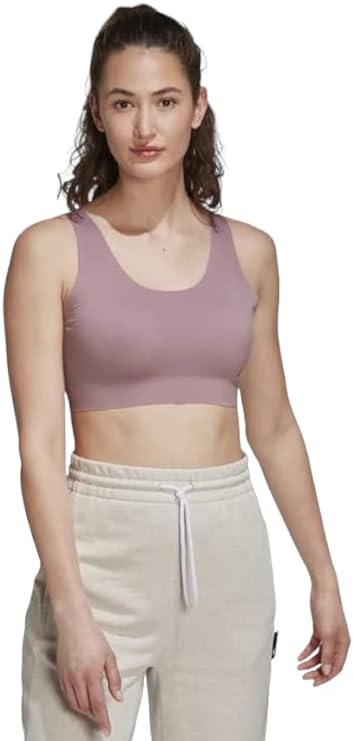 Adidas PUREL LS BRA HD0269 TRAINING magic mauve WORKOUT BRA - LIGHT SUPPORT For Women, Size M