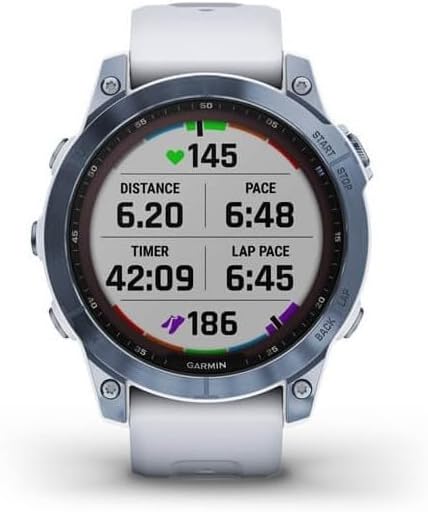 GARMIN FENIX 7 – SAPPHIRE SOLAR EDITION, MINERAL BLUE DLC TITANIUM WITH WHITESTONE BAND