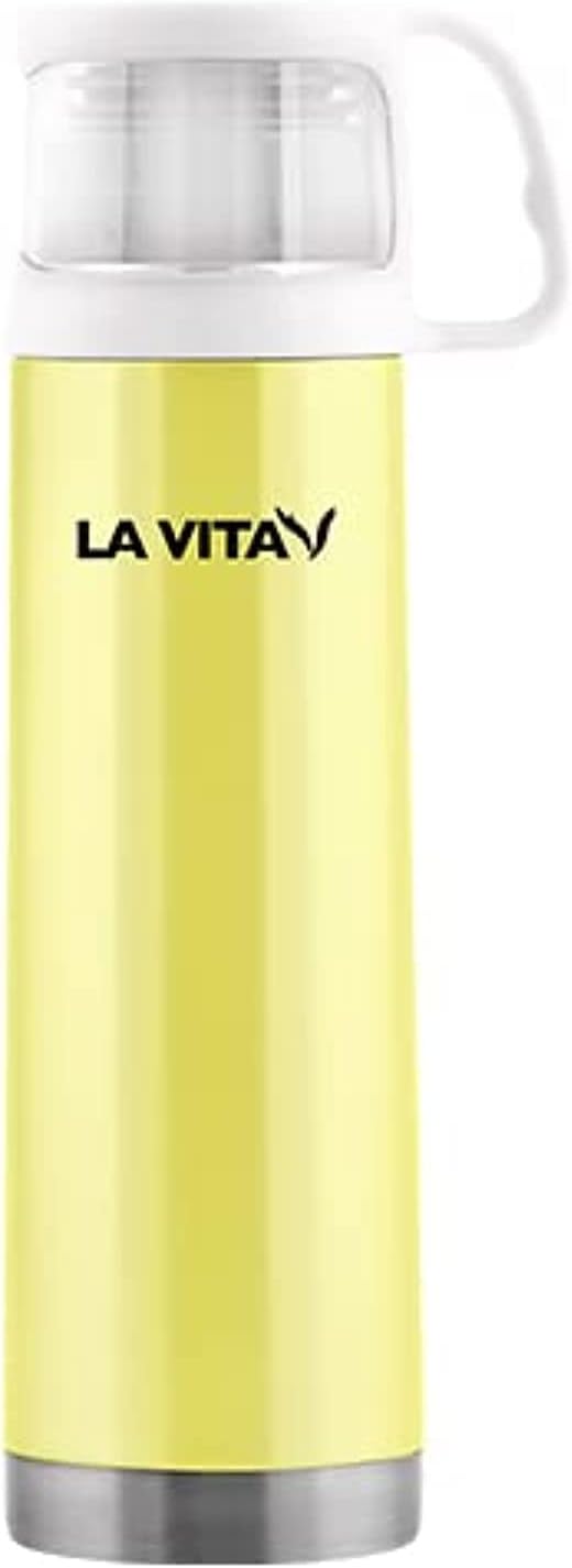 Lavita 770805005 thermos stainless steel 0.50 liter with transparent cup with handle - Yellow