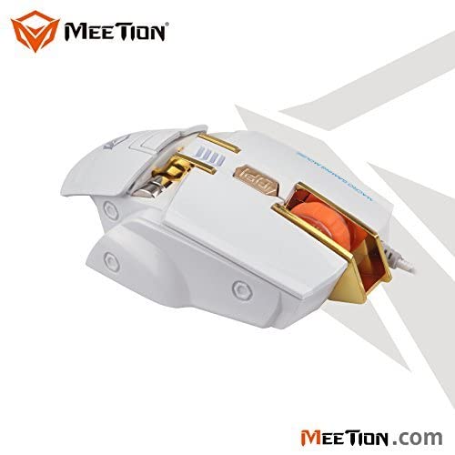 Meetion M975 - USB Corded Gaming Mouse (2000 DPI) – For PC & Laptop – White