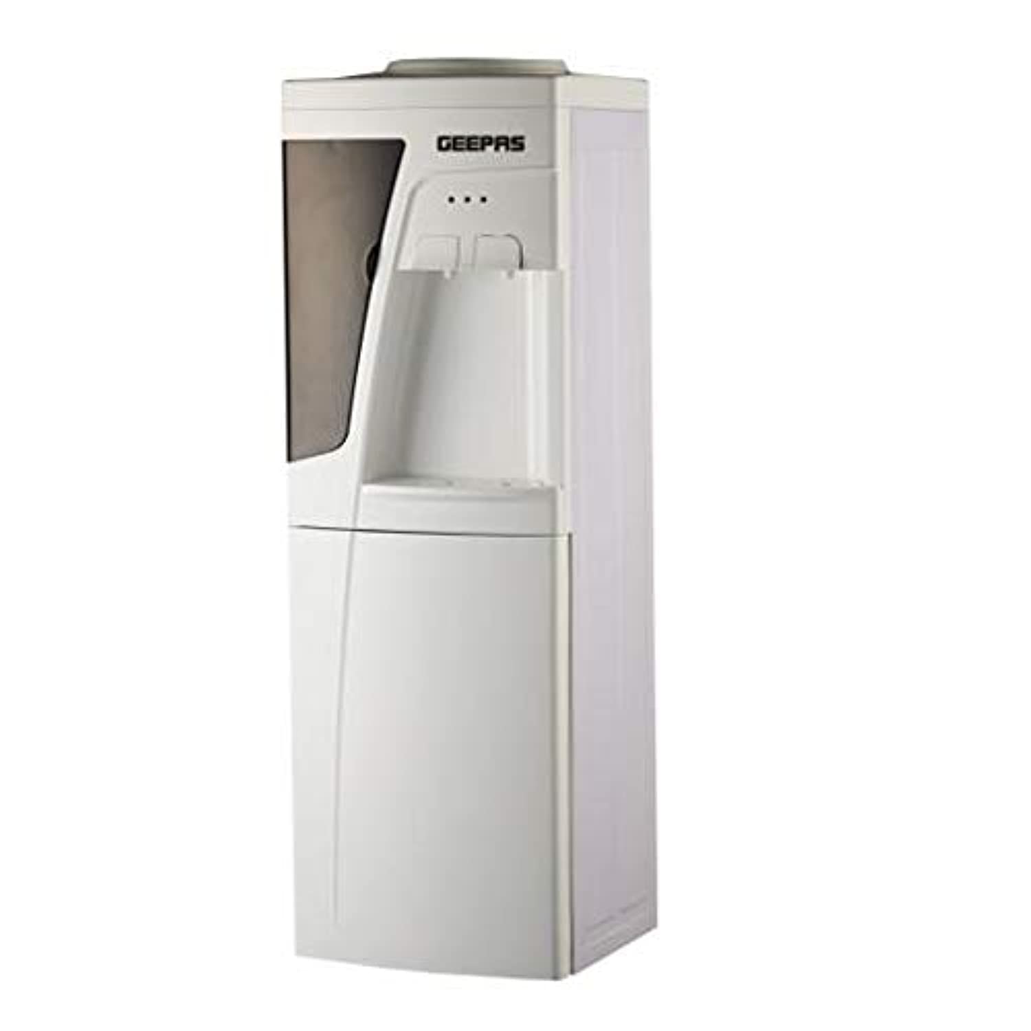 Geepas Water Dispenser Hot & Cold Stainless Steel Tank, Compressor Cooling System, Child Lock 2 Tap In 1, White, 1L And 2.8L Capacity, GWD8359