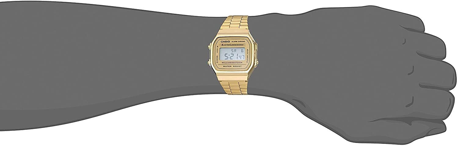 Casio Unisex Watch - A168WG-9WDF Gold Dial, Gold Band