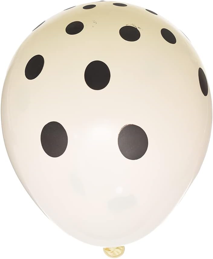 Latex large glossy balloons with points design for party and birthday set of 100 pieces - white black