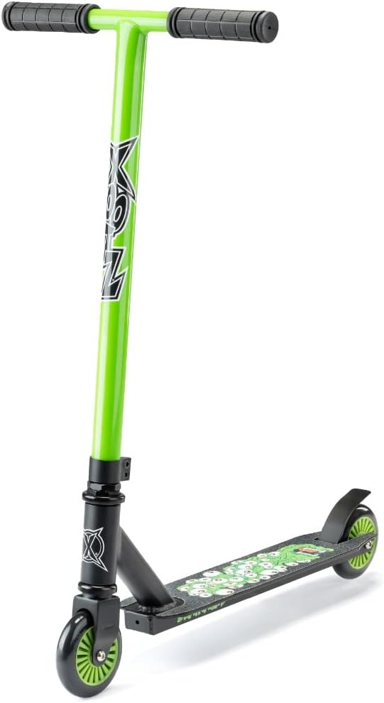 Xootz Brainache Kids Scooter, Boys and Girls Kick Scooter, Entry Level, Children’s Beginners T-Bar Stunt Scooter, Stylish Grip Tape Deck, Ages 5+, Green