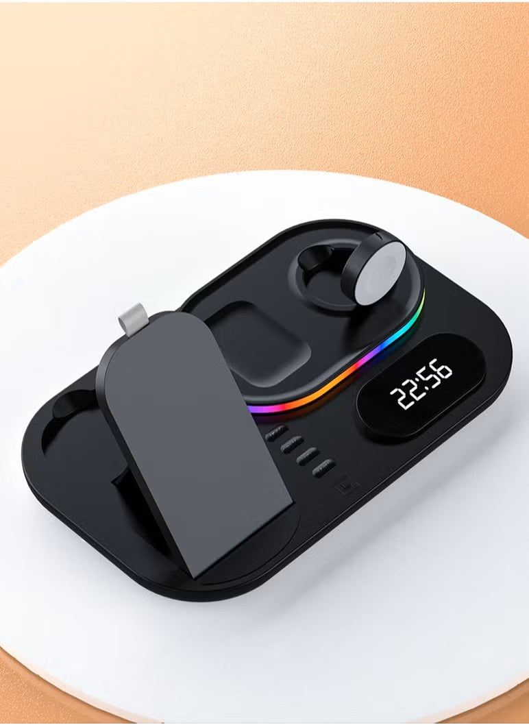4 in 1 Wireless Charger 30W Station with QI fast mobile charging for Apple iPhone/Air Pods/iWatch/Nothing Phone - Black