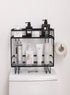 Amal Punch-Free Knock Down Wall-Mounted Double Layer Adhesive Bathroom Shelf Organizer Over The Toilet Bathroom Rack