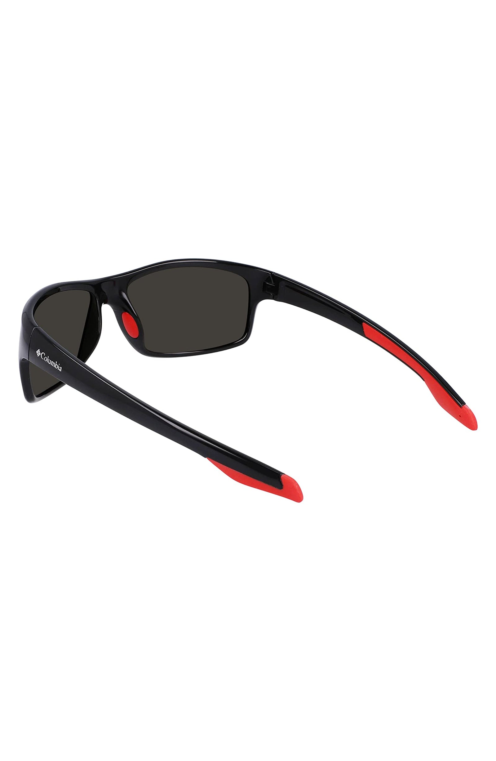 Columbia Men's Burr Polarized Rectangular Sunglasses, Shiny Black & Red/Orange Revo, One Size