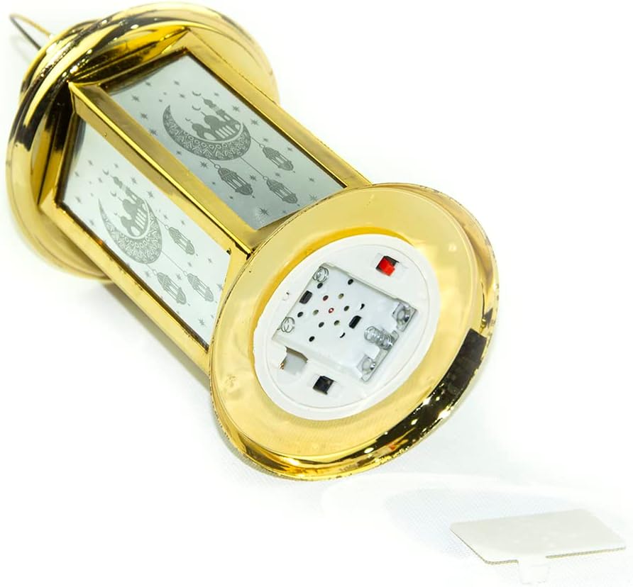 Rosy.Moment Arabic Lantern - LED Fanoos Light for Ramadan Home Décor (18x11.5 cm, Golden)