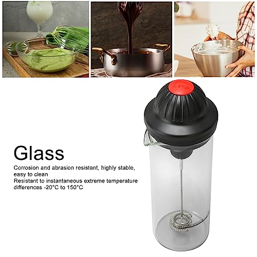 Battery Powered Milk Frother Handheld Electric Foam Maker with Heatproof Glass for Coffee