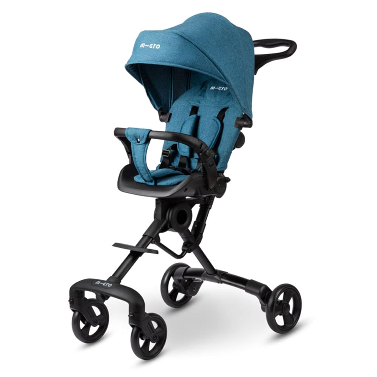 Micro STROLLER TRIKE Plus |360 degree rotating seat|5-point safety belt | Front swivel wheels | Seat reclination |Aqua