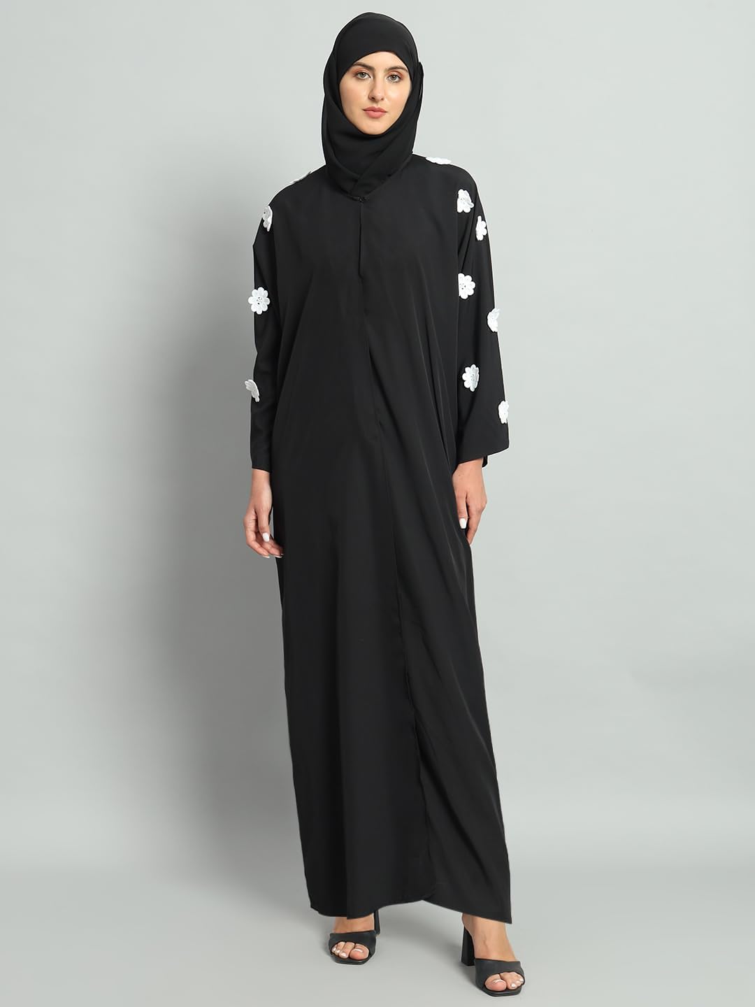 Styleville.in Black Solid Abaya with hijab for women