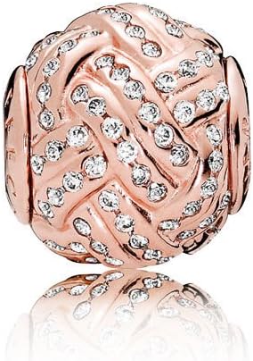 Pandora 925 Sterling Silver Cubic Zircon Filigree Circular Shaped Charm for Women - Rose Gold