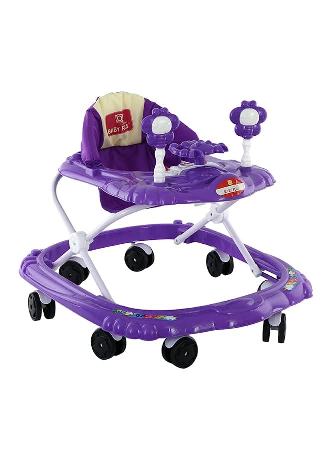 BABY PLUS Collapsible Foldable Baby Walker for Toddlers, Purple/White