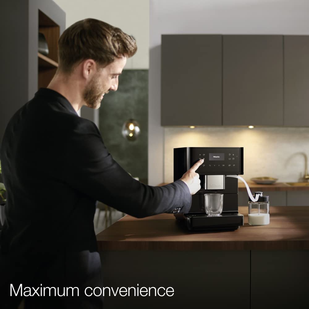 Miele CM 6160 MilkPerfection Bean-to-Cup Automatic Coffee Machine - OneTouch for Two, AromaticSystem, 4 individual profiles, DoubleShot, WiFi-compatible, LED lighting, easy cleaning in Obsidian Black