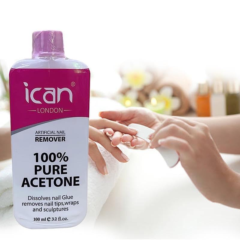 ICAN LONDON 100% Pure Acetone Nail Polish Remover UV GEL Soak Off 100ML