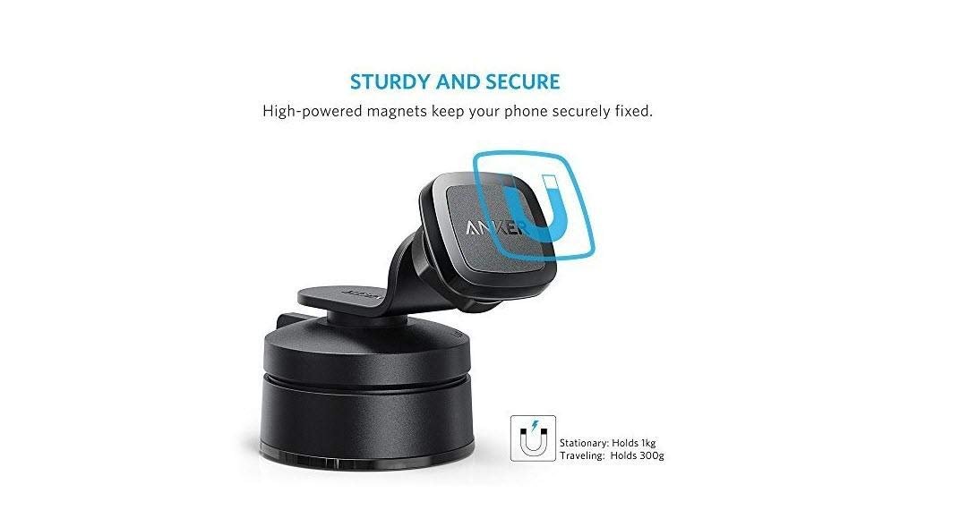 Anker Dashboard Magnetic Car Mount, Phone Holder for iPhone, Samsung, LG, Nexus, and Smartphones - Black