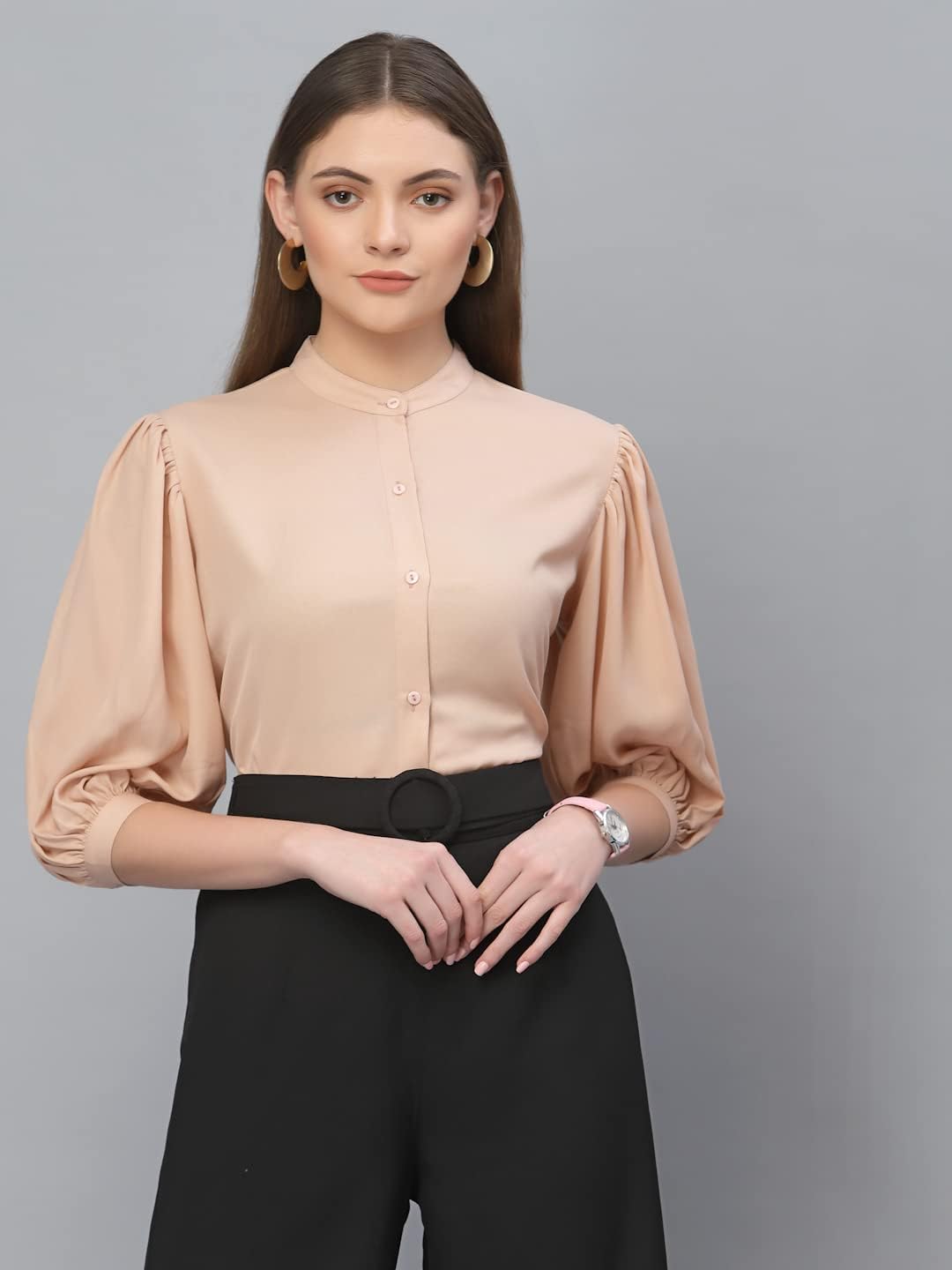 Krave Women Formal Shirt.Nude.S