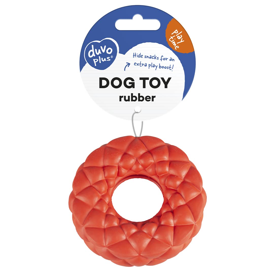 Duvo+ Rubber Bubble Ring Dispenser Dog Toy 11x11x3,3cm, Red