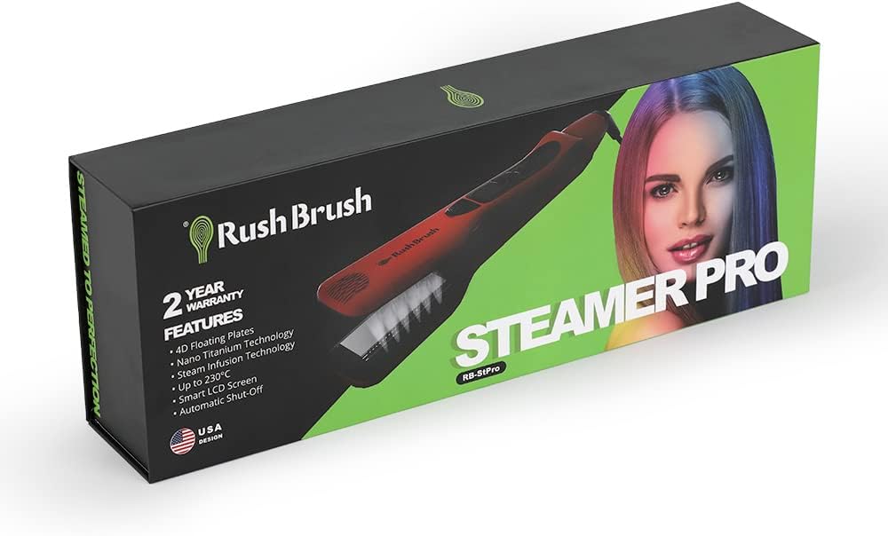 Rush Brush Steamer Pro Hair Straightener - Red