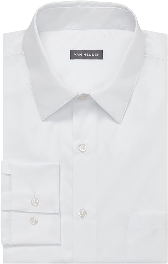 Van Heusen Men's Poplin Regular Fit Solid Point Collar Shirt