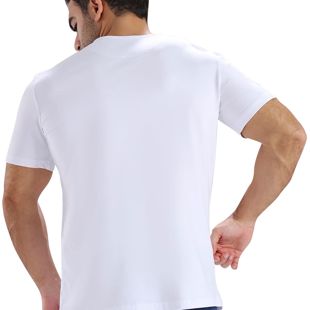 Knight Men's Cotton Active V-Neck Shirt - White (Size: S)