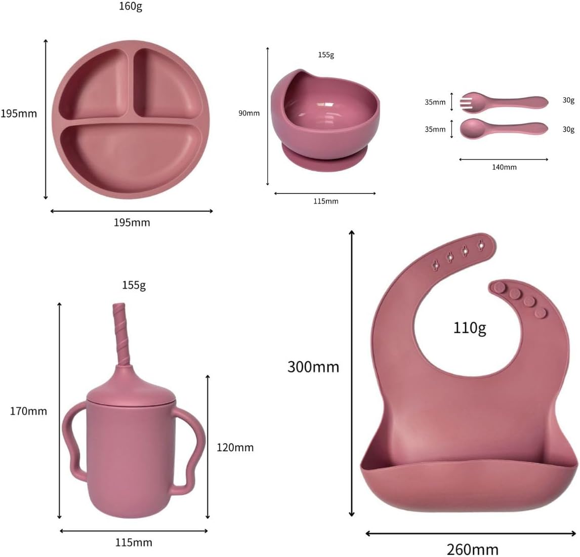 Baby Feeding Set,Baby led weaning set,Suction Bowl,Baby Fork,Baby Cup With Straw,Super Detachable Suction Base,Toddler Eating Supplies,Baby Tableware Set,Infant Dinnerware, Self Eating Utensils Set.