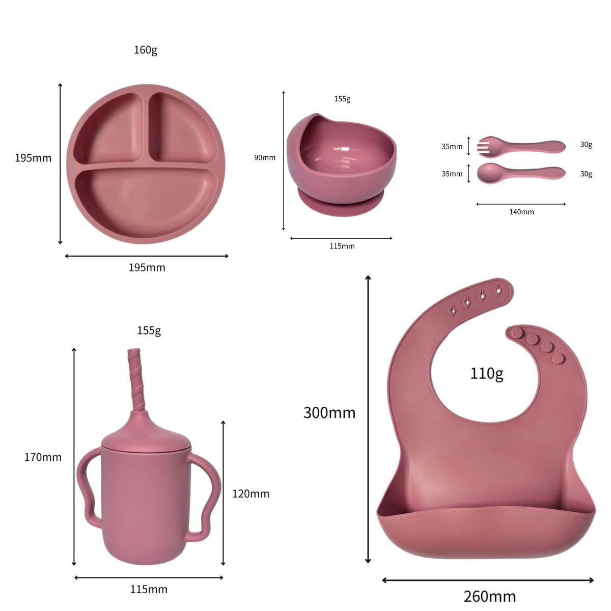 Baby Feeding Set,Baby led weaning set,Suction Bowl,Baby Fork,Baby Cup With Straw,Super Detachable Suction Base,Toddler Eating Supplies,Baby Tableware Set,Infant Dinnerware, Self Eating Utensils Set.