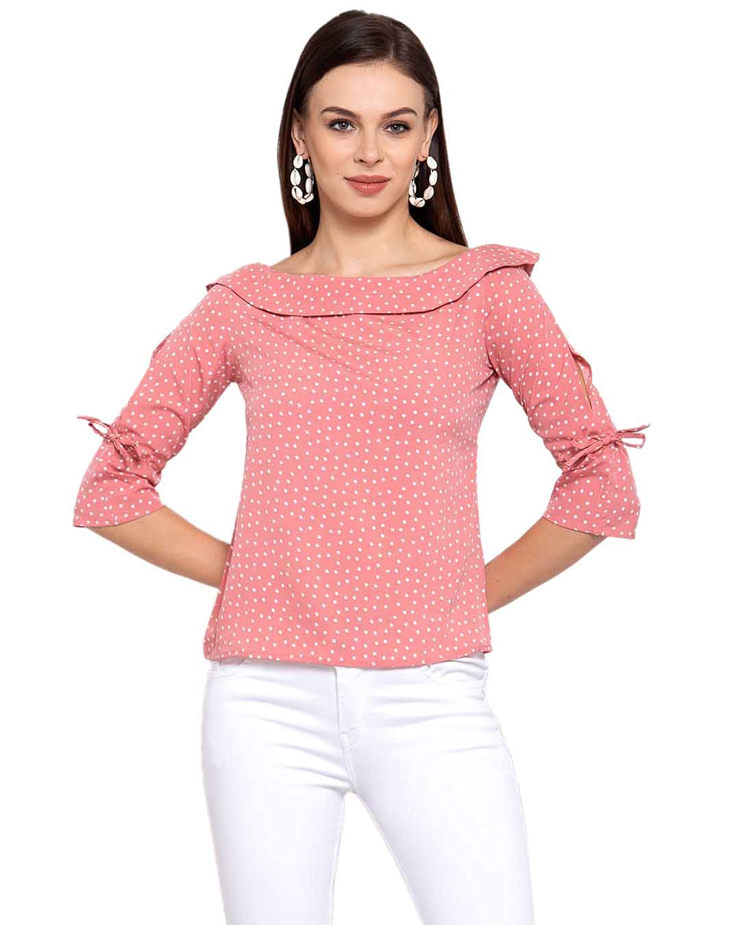 Krave Womens Pink Printed Top