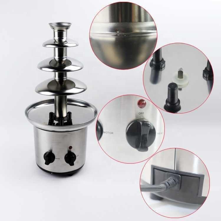 ECVV Stainless Steel 4 Tiers Chocolate Fountain Machine 1.8Kg Capacity Chocolate Fondue Waterfall Melting Tower, Adjustable Temperature,