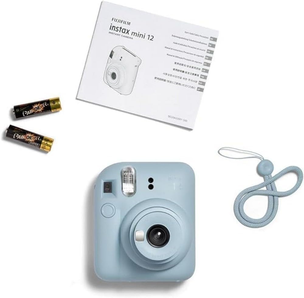 instax mini 12 instant film camera, auto exposure with Built-in selfie lens, Pastel Blue