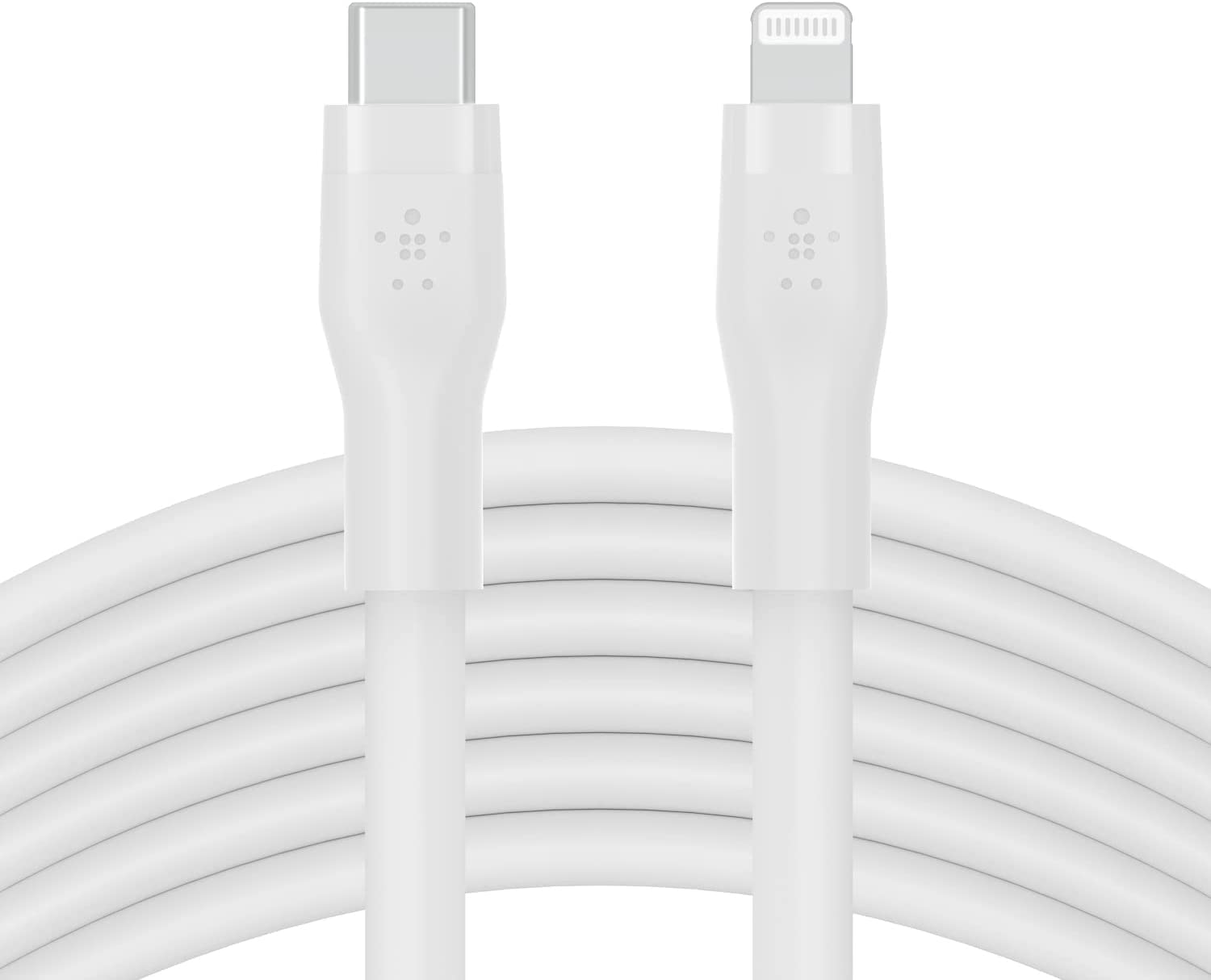 Belkin Boostcharge Flex Silicone Usb Type C To Lightning Cable (3M/10Ft), Mfi Certified 20W Fast Charging Pd Power Delivery For Iphone 13, 12, 11, Pro, Max, Mini, Se, Ipad And More - White