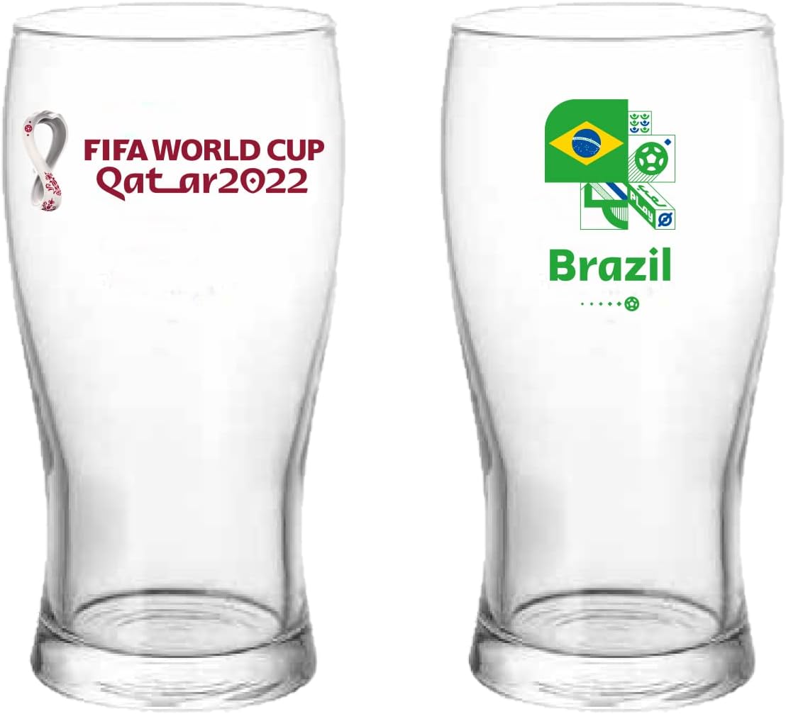 FIFA World Cup Qatar 2022 Glass Tumbler 500ml Brazil, RT50121102B