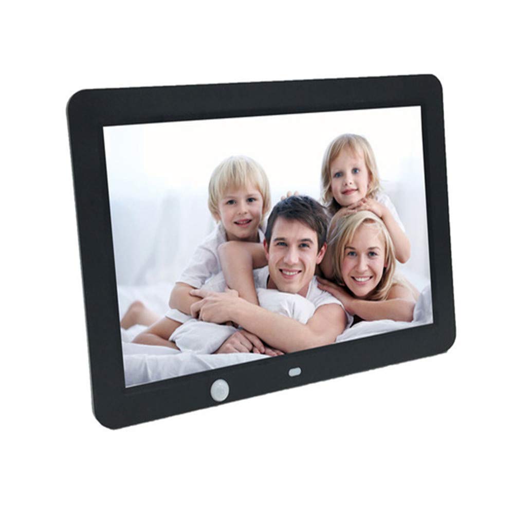 Digital Photo Frame 12 Inch 1280 * 800 High Resolution Display HD LED Screen with Calendar,Alarm Clock, MP3,Photo,Video Player with Remote Control Gift Present for Family Friends (Black) (Black)