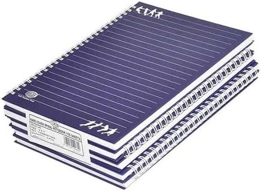 FIS FSNBS971905 Spiral Hard Cover Single Line Notebook, 100-Sheets - Pack of 5