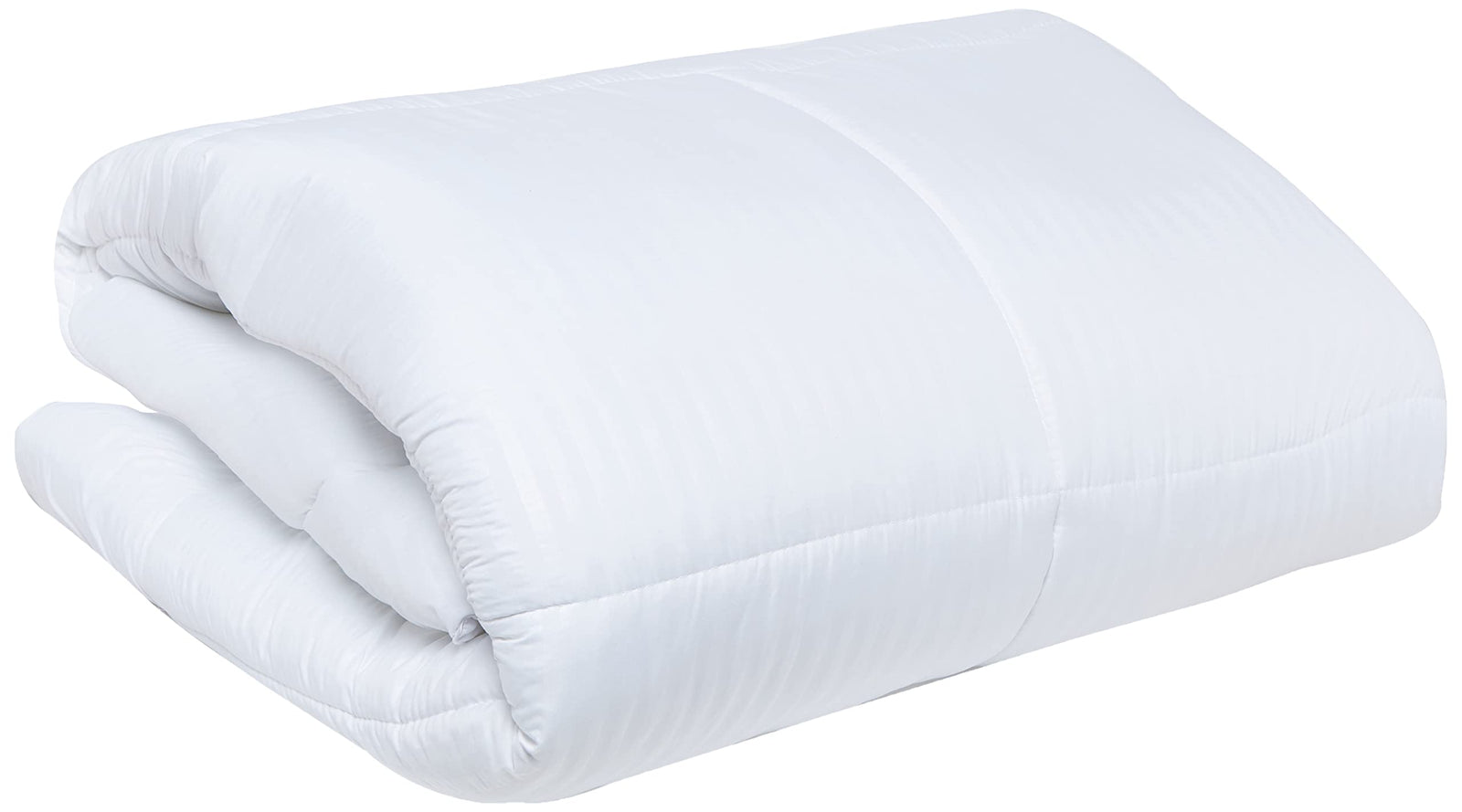 Deyarco Soft Comfort Doublemattress Topper85Gsm Microfiber 1 Cm Stripe Super Soft Fabric 500Gsm Soft, Firm ,And Extra Thick Fibersheet With 4 Sides Elastic Bands-Size: 120 X 200Cm ,White