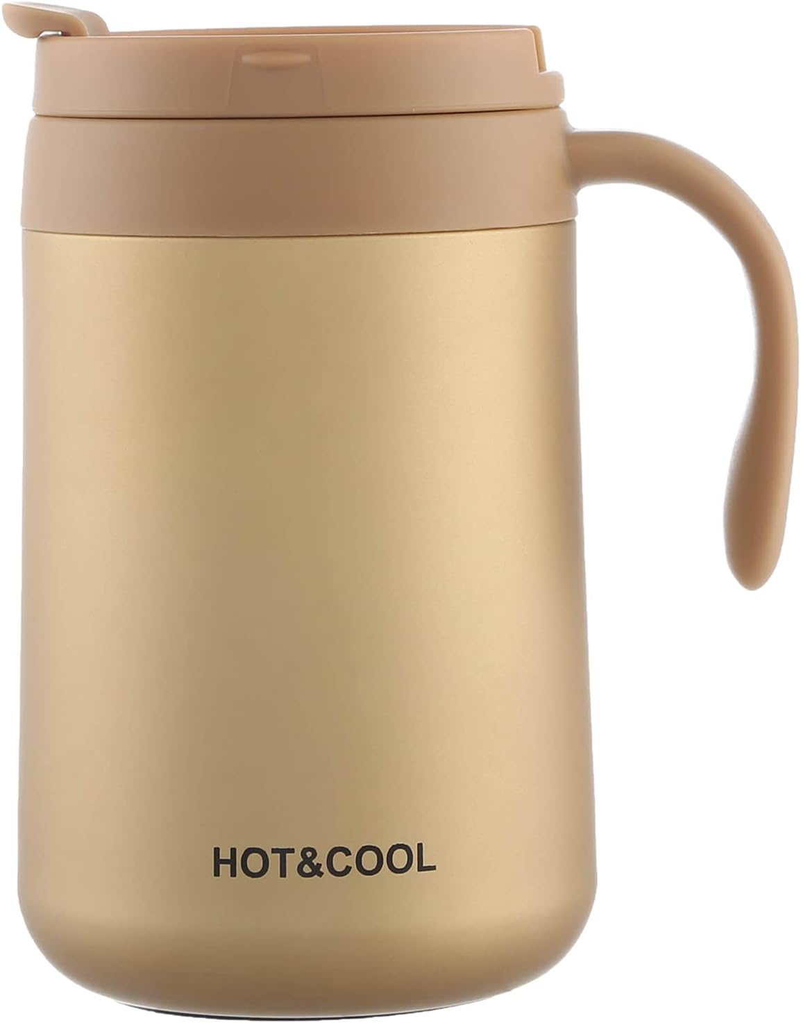 HOOR Stainless Steel Cup, 500 ml with cover and safe to use - GOLD