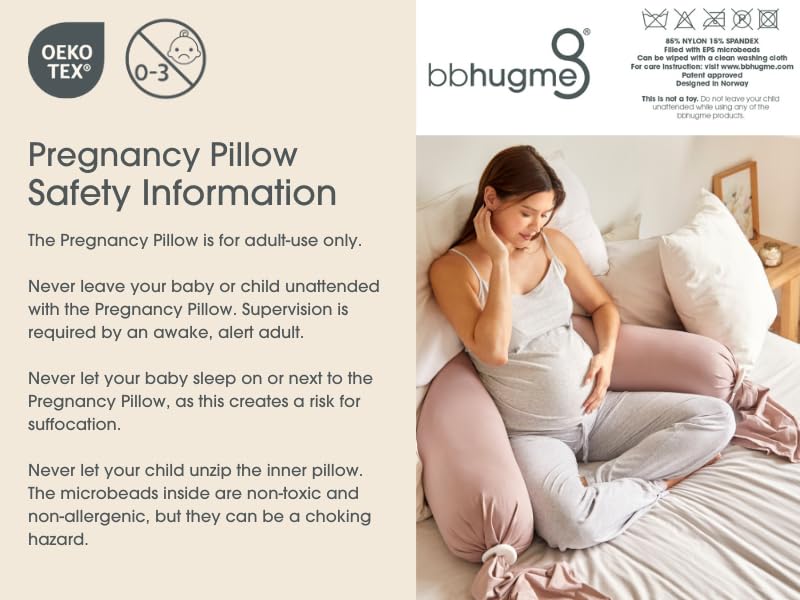 BBHugme Pregnancy Pillow - Long Body Pillow with Cooling Technology - Ideal Pregnancy & Nursing Pillow - Comfortable Body Support and Temperature Regulation- Versatile Multi-Use Maternity Pillow