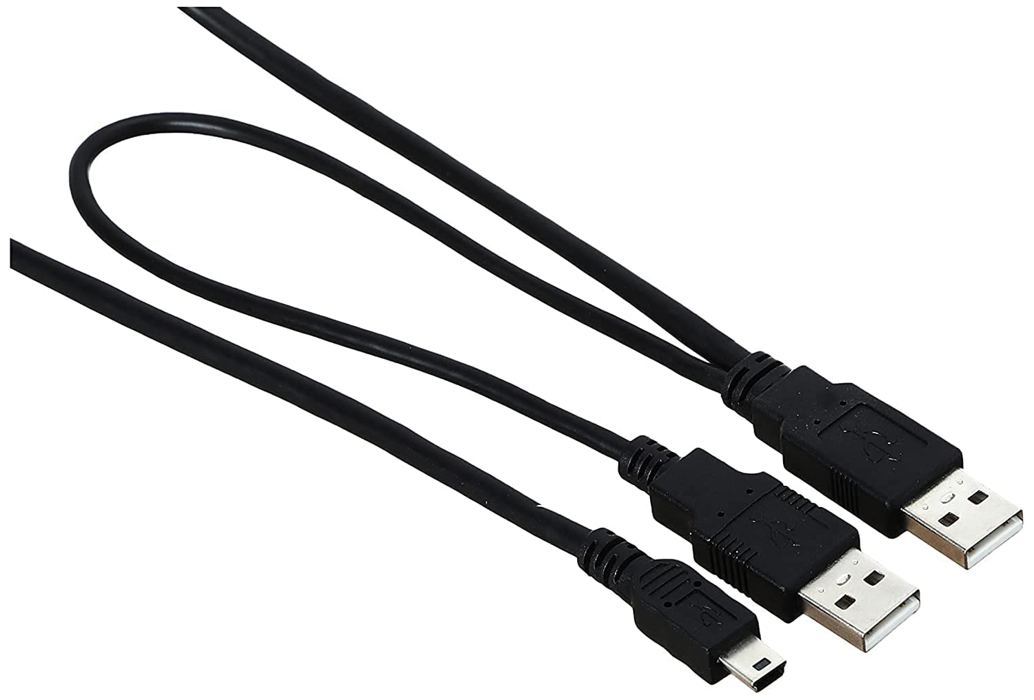 Keendex KX2385 cable 5pin male to 2xusb2.0 male for external hard hdd (mini-b to dual power 2xusb), 7.5m - black