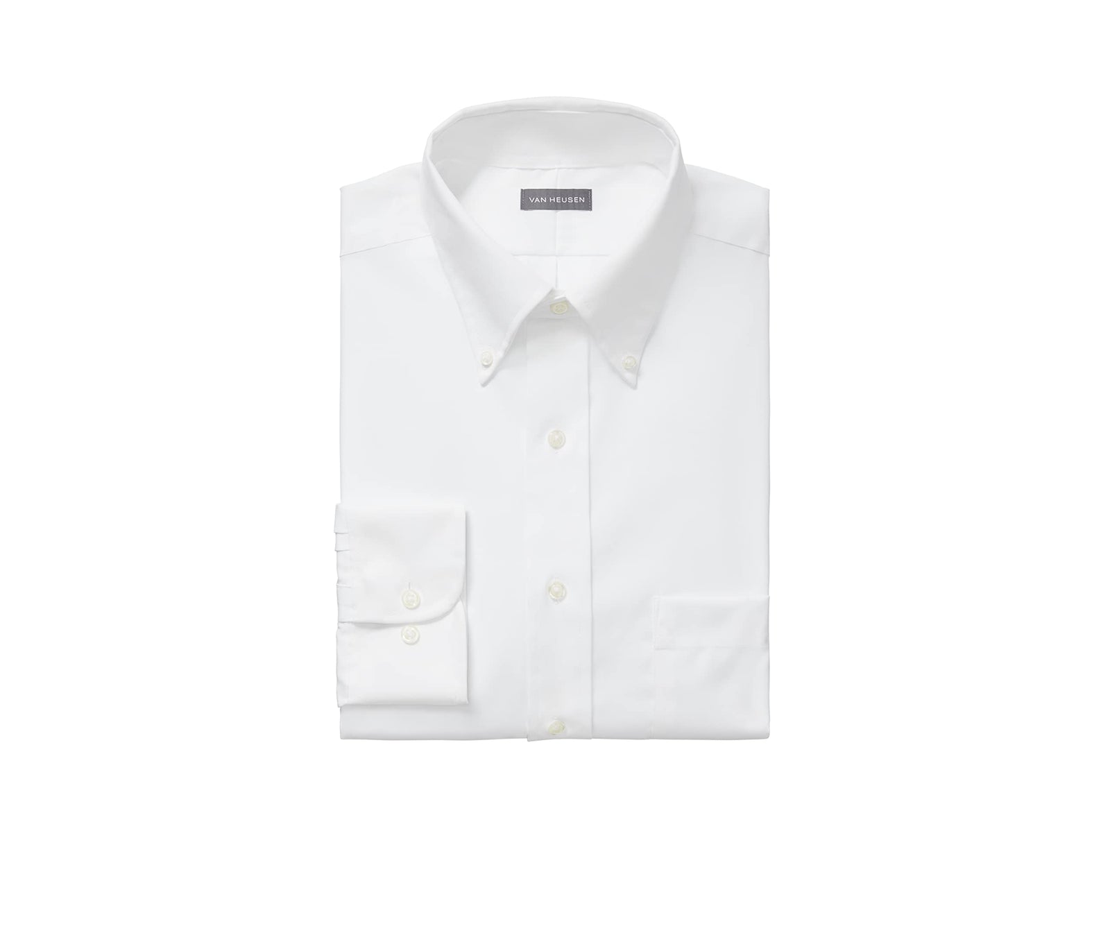 Van Heusen Men's Dress Shirt Regular Fit Non Iron Solid Color: White Size: M