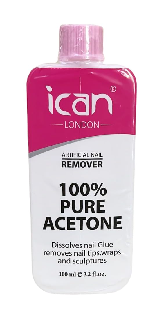 ICAN LONDON 100% Pure Acetone Nail Polish Remover UV GEL Soak Off 100ML