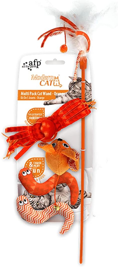 All for Paws Modern Cat Magic Wings Wand - Orange