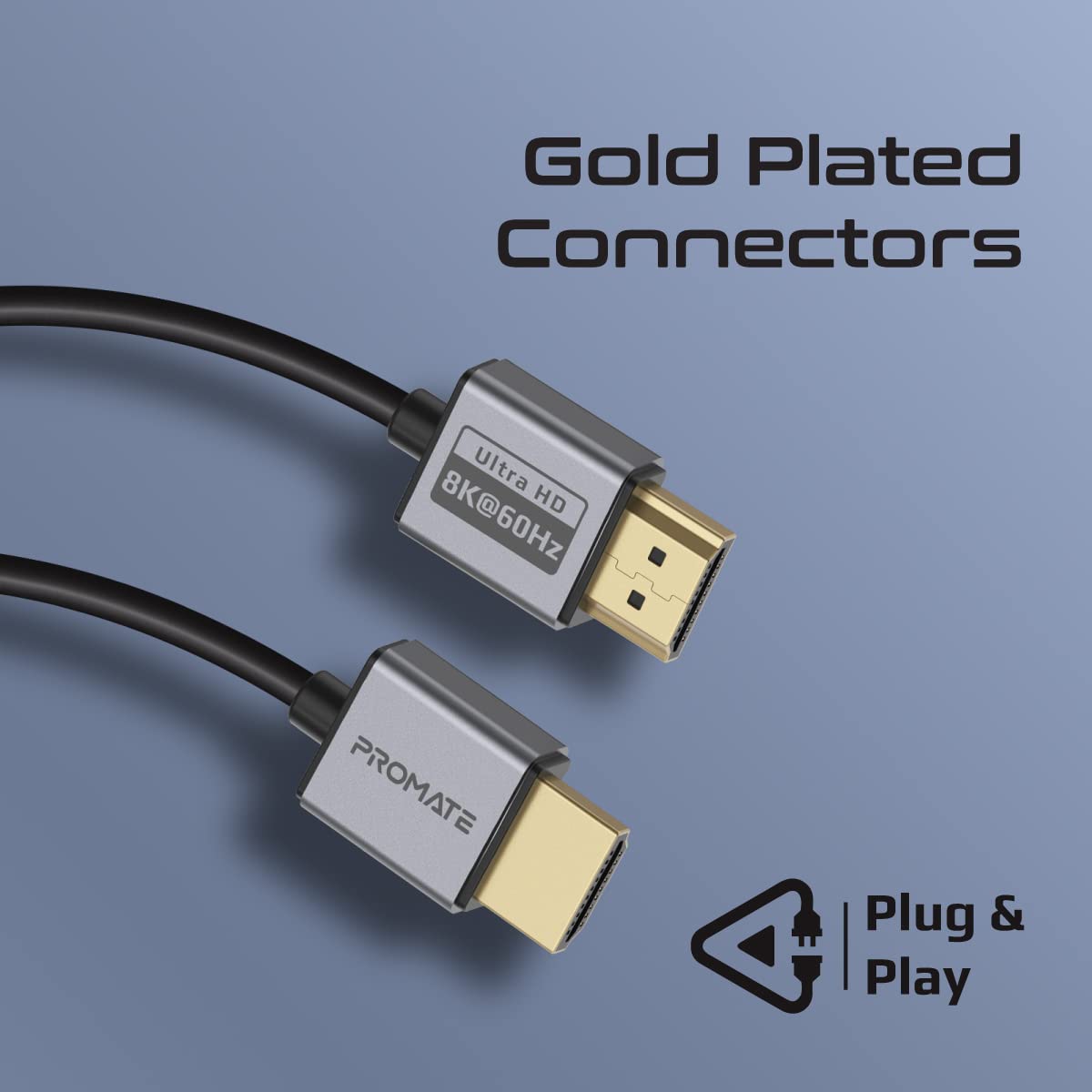 Promate HDMI 2.1 Cable, 1.5m HDMI to HDMI Slim Cable with 48Gbps Bandwidth, 8K@60Hz Resolution, UHD Dynamic HDR eARC Wire for MacBook Pro, PS5, TV, Xbox, Roku, Blu-ray Projector, PrimeLink8K-150