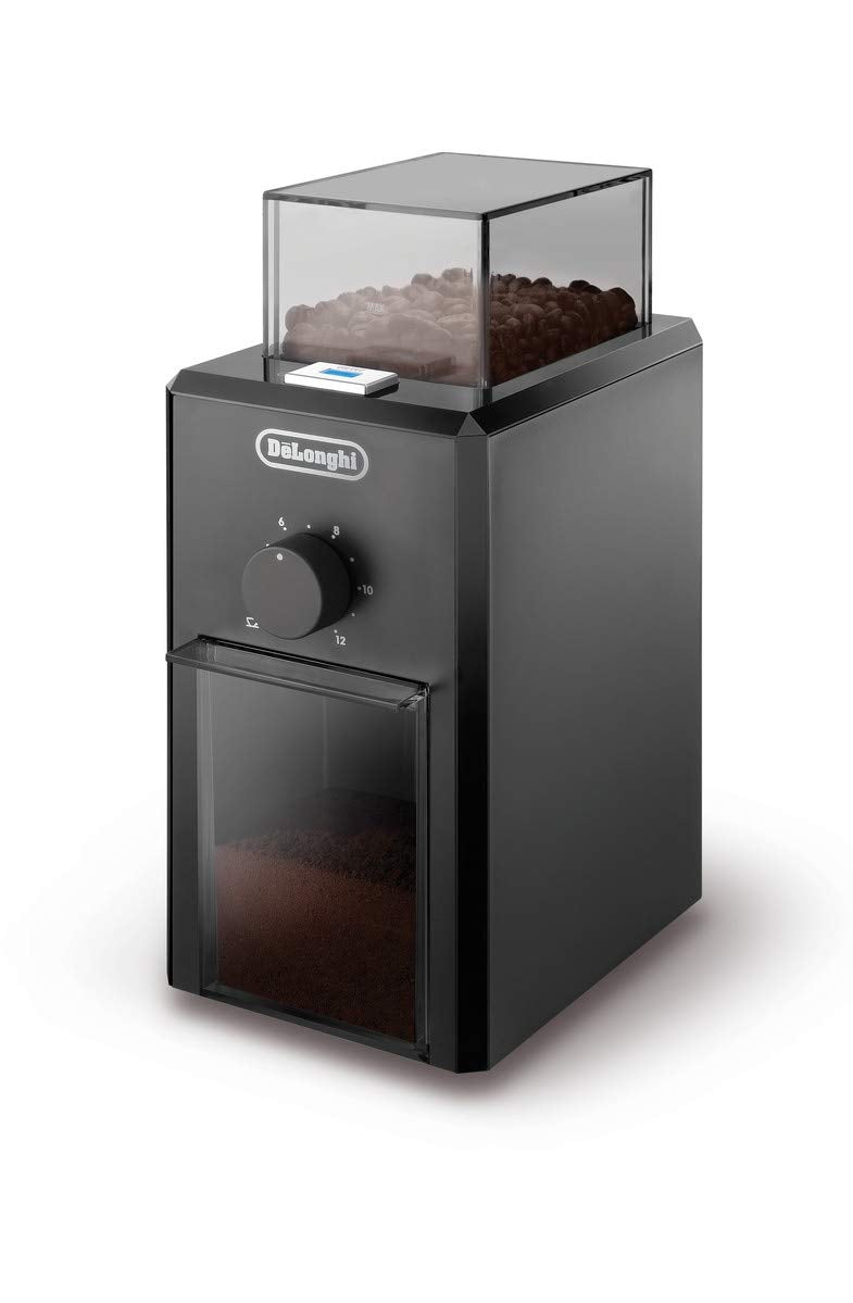 De'Longhi Electric Coffee Grinder with Adjustable Fineness Selector, Burr Grinding System, 12-Cup Capacity, Model KG79, Black