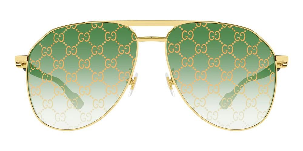 GUCCI SUNGLASSES GG1220S GOLD-GOLD-GREEN 59 MENS