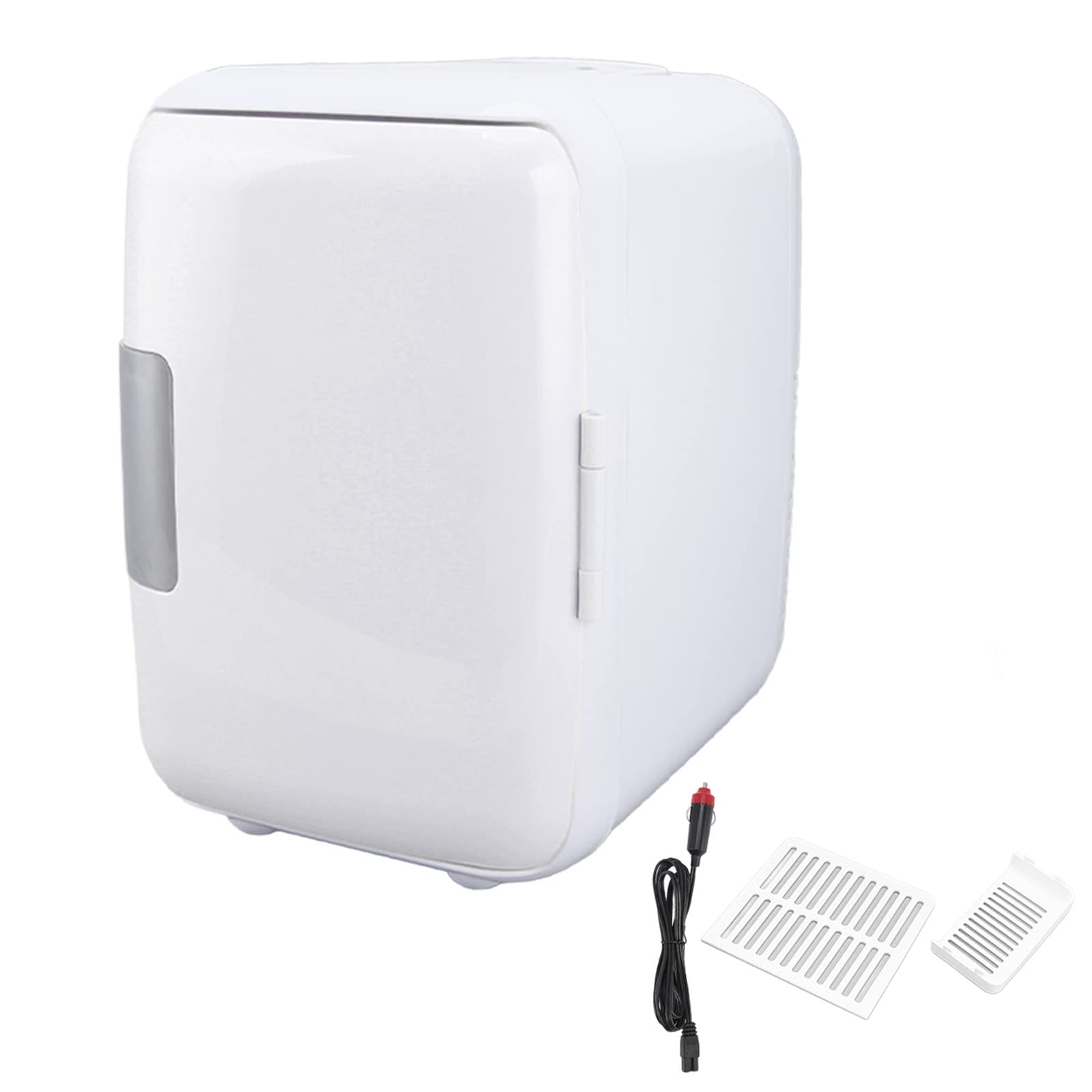 GUPE Mini Fridge, 4 Liters Portable Cooler and Warmer Personal Refrigerator with Detachable Partition, Durable Car Fridge for Skin Care, Cosmetics, Beverage, Food, for Home Office Car (White)