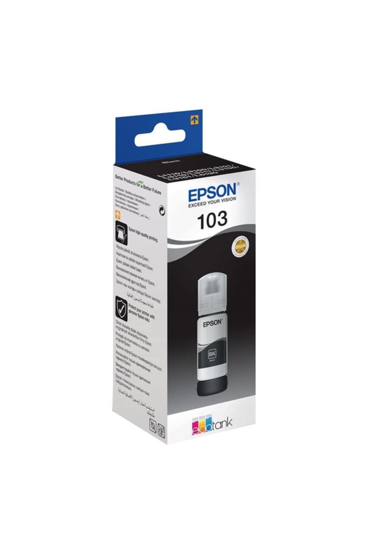 Epson 103 Ecotank Ink Bottle, Black Ink For Printer Refill, 65ml