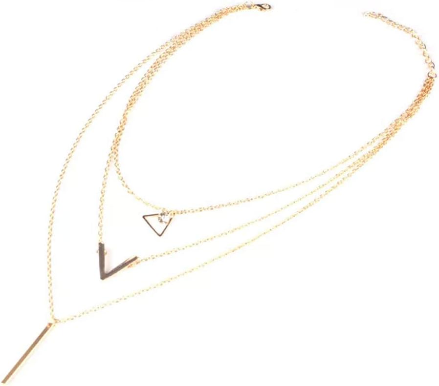 Yellow Chimes Women's/Girls St Elegant and Beautiful Sequins Multi Layered Geometric Long Chain Crystal Cubic Zirconia and Gold Plated Base Metal Choker Necklace (Golden)
