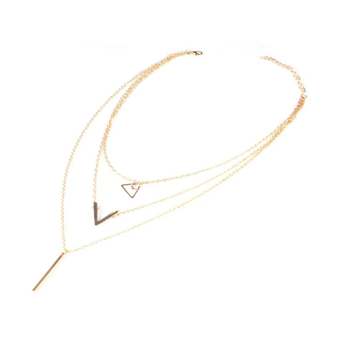 Yellow Chimes Women's/Girls St Elegant and Beautiful Sequins Multi Layered Geometric Long Chain Crystal Cubic Zirconia and Gold Plated Base Metal Choker Necklace (Golden)