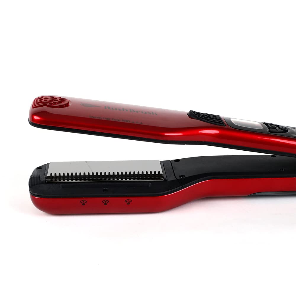 Rush Brush Steamer Pro Hair Straightener - Red